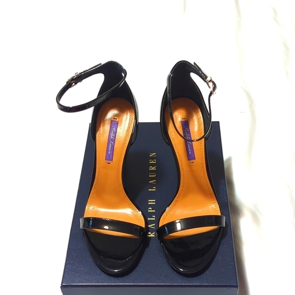 RALPH LAUREN Sonika Eve Purple Label ankle strap heels size 38B. - Picture 1 of 14